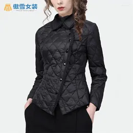 Women's Trench Coats Spring Autumn Female Slim Waist Down Cotton-padded Jacket Women Short Lace Doll Collar With High-grade Thin Coat