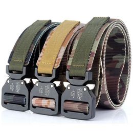 Fashion Men Tactical Belts Nylon Waist belt Heavy Duty Metal Buckle Adjustable Military Army Belts for Men outdoor Quick Release J261a