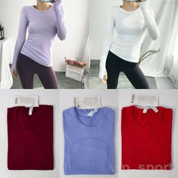 Lu Align Yoga Sports Tee Shirt Long Sleeve Woman Jogging T-Shirts Stretch Athletic Top Tight Bodybuilding Swiftly Tech Fitness Tshirt Swif
