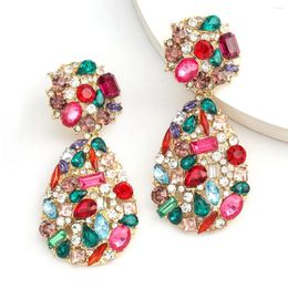 Dangle Earrings Fashion Colour Crystal Series Exaggerated Net Red Alloy Rhinestone Luxury Banquet Large For Women