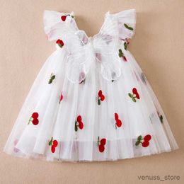 Girl's Dresses 1-5 Yrs Summer Baby Girl Dress with Butterfly Wings Cute Cherry Tulle Kids Princess Dress Birthday Casual Holiday Girls Dresses