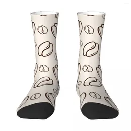 Men's Socks Coffee Bean Drawn Line Art Adult Compression Unisex Band Harajuku Seamless Printed Funny Novelty Crew Sock