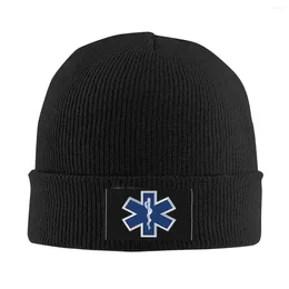 Berets Paramedic Star Of Life Cuff Beanie Knit Skull Cap For Women Men Six-pointed Warm Skullies Knitted Caps