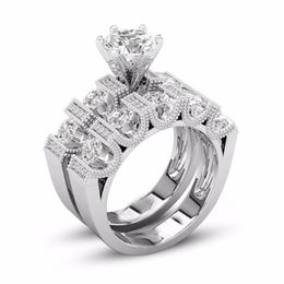 Unique Choucong Vintage Fashion Jewellery Couple Rings 925 Silver Fill Retro Eternity Round Cut White Topaz CZ Diamond Women Bridal 316n