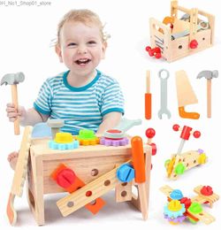 Sorting Nesting Stacking toys Wooden Nut Screw Disassembly Assembly Toolbox Toys Simulation Repair Carpenter Tool Creative DIY Pretend Play Set Q231218