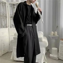 Men's Trench Coats Long Coat Cloak Punk Hip Hop Cardigan Cape Fashion Korean Style Casual Streetwear Black Grey Polyester