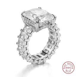 Luxury 925 SILVER PAVE Radiant cut FULL SQUARE Simulated Diamond CZ ETERNITY BAND ENGAGEMENT WEDDING Stone Ring Size 5-102408