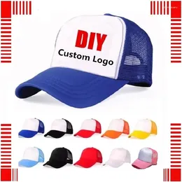 Ball Caps Accept 1 Piece DIY OEM Custom LOGO Polyester Men Women Baseball Cap Mesh Snapback Print Trucker Hat