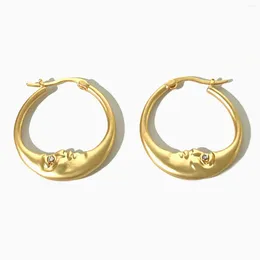 Hoop Earrings Peri'sbox Vintage Stylish Matte Gold Silver Plated Crescent Moon Huggie For Women Fashion Retro Jewellery Gifts