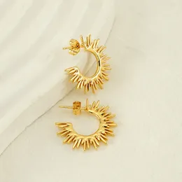 Hoop Earrings High Quality Non-fading Titanium Steel Stud Scalloped Sunflower Niche Simple Wind For Women