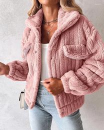 Women's Jackets Turn-down Collar Fur Jacket Fuzzy Coat Warm Autumn Winter For Women Maxi Coats Y2k Elegant Pink Khaki Outerwear