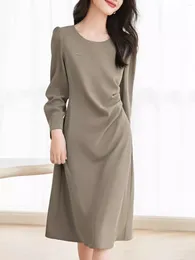 Casual Dresses Commuter Bubble Sleeve Dress Formal Occasion 2023 Autumn Classic Style Elegant And Simple Versatile Women