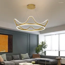 Pendant Lamps TEMAR Nordic Lamp Modern Gold Creative LED Crown Fixtures For Home Living Room Bedroom Decor Chandelier Light