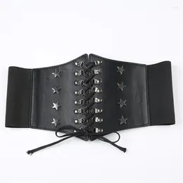 Belts MXMB Gothic Lace Up Waistbelt Corset Vintage Black Shapewear Waspie Belt