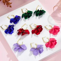 Dangle Earrings Fashion Acrylic Rose Petals Flower For Women Girls Korean Trend Colourful Plant Drop Earring Party Jewellery Gifts