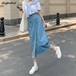 Pants Aline Asymmetrical Denim Skirts Women Ins High Waist Designs Ulzzang Casual Students Simple Allmatch Midi Faldas Mujer Stylish