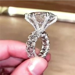 Vecalon Vintage Oval 8ct Diamond cz Ring Original 925 Sterling Silver Engagement Wedding Band Rings for women Bridal Fine Jewelry250o