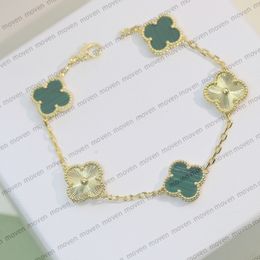 Original Box 4 Leaf Fashion Classic Clover Charm Bracelets Bangle Chain 18K Gold Agate Shell Mother-of-Pearl for Women Girl Wedding Mother' Day Jewellery Women Gifts-A