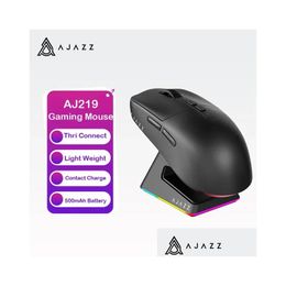 Mice Arrvied Aj219 Wireless Mouse With 2 4Ghz Bluetooth 5 0 Wired Thrip Connection Paw3395 Gaming Chipset 26000Dpi 231216 Drop Deliver Otzuh