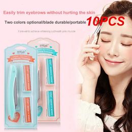 Eyebrow Trimmer 10PCS Portable Eyebrow Trimmer with 10 Razors Eye Brow Shaper Shaver Face Razor Blade Hair Remover Makeup Tools for 231216