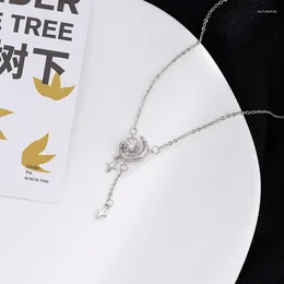 Pendant Necklaces Fashion Selling Silver Colour Shiny Zircon Moon Meteor Women's Necklace Gift XL914