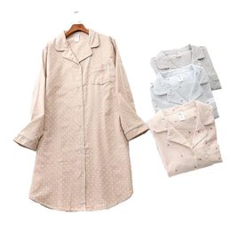 Dresses Autumn Winter New Ladies Loose Household Sleep Shirt Simple Style Cute Heart Women Household Dress Turndown Collar Casual Wear