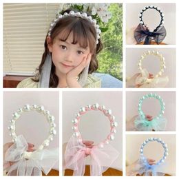 Hair Accessories Head Wear Pearl Ribbon Hairband Korean Style 3D Princess Hoop Clip Children Wreath Headband Headwear