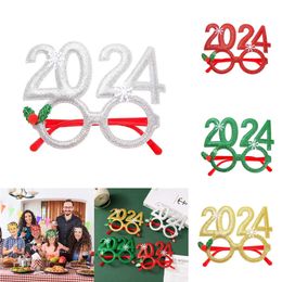 New Christmas Toy Supplies 1pc 2024 New Year Glasses Frame Photobooth Props Merry Christmas Ornaments Xmas Navidad Gifts New Year Eve Party Favours Decor