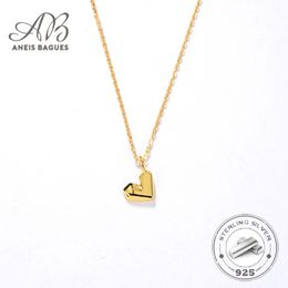 Pendant Necklaces Aneis Bagues 925 Silver Jewelry 18K Gold Plated Heart shaped Pendant Necklace with Chain For Women Jewelry Valentine's Day Gift 231218