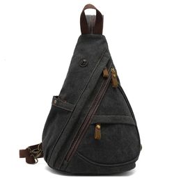 Evening Bags 2023 men s canvas chest bag large capacity leisure Single Shoulder Messenger Bag multi functional back backpack 231218