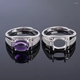 Cluster Rings MeiBaPJ 7 9 Natural Amethyst Gemstone Fashion Ring /Empty Support For Men Real 925 Sterling Silver Fine Charm Jewellery SY