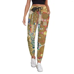 Women's Pants Gustav Klimt Baggy Womens Stoclet Frieze Print Streetwear Joggers Spring Casual Custom Trousers Big Size 3XL