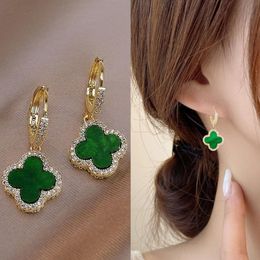 Luxury Designer Four-leaf for Women Senior Classic Small Fragrant Wind New Clover Earrings Gold Light