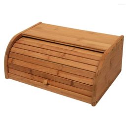 Plates Wood Bread Box Roll Top Breadbox Storage Container Kitchen Counter Organiser