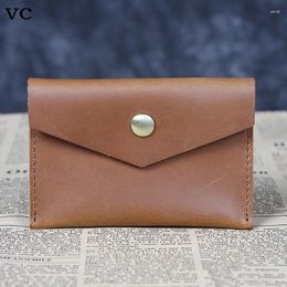 Card Holders Handmade Top Layer Cowhide Vintage Bag Crazy Horse Leather Wallet Driver's Licence Bank ID Multi-Purpose