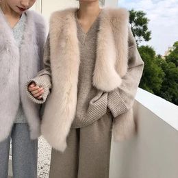 Women's Fur Female Faux Vest Women Flocking Sleeveless Outerwear Solid Color Waistcoat Autumn Winter Vintage Tops N42