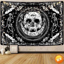 1pc Boho Skull Print Tapestry Wall Hanging Peach Skin Tapestry For Living Room Bedroom Dorm Room Decor Home DecorHome Decoration