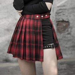 Dresses Gothic Punk Haruku Women Shorts Casual Cool Chic Preppy Style Black Red Plaid Pleate Black Female Fashion Shorts Skirts 4xl