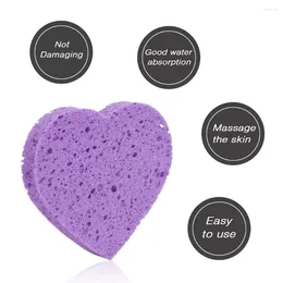Makeup Sponges 10PCS Heart Shape Sponge Reusable Remover Pads Cleaning Puffs Bathroom Cleaner For Exfoliating Purple