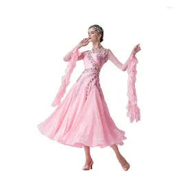 Stage Wear Adult Women's National Standard Ballroom Dance Dress Modern Waltz Costumes Stretch Large For Sale