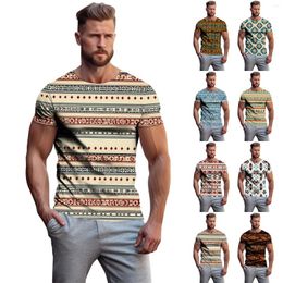 Men's T Shirts Summer Vest Shirt Patterned Tribal Round Neck Clothing Daily Fitness Sports Vintage Short Sleeve Printed Ethnic Tops