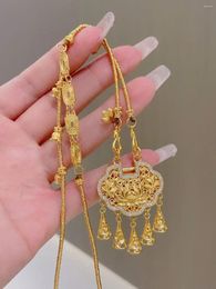 Pendant Necklaces Original Light Luxury Rich Auspicious Tassel Lotus Golden Spot Drill Exquisite Gift For Girlfriend Wife