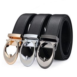 Fashion Mens Business Belts Smoothing Buckle Double-sided use Genuine Leather Belts For Men Waist Belt Box 238U