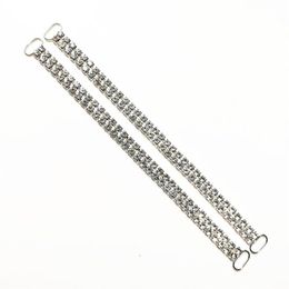 10pcs 2ROWS 16 5cm Big Crystal Rhinestone Bikini Connectors Buckle Metal Chain for Swimming Wear Bikini Decoration Decors292Y