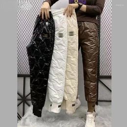 Women's Pants Size 4XL Women Down Cotton Harem Autumn Winter Thick Elastic High Waist Long Trousers Female Pocket Casual Mujer Pantalons