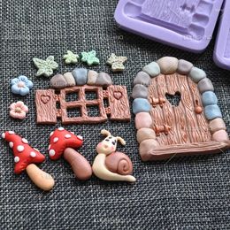 Baking Moulds Fairy Tale Door Combination Of Snail Mushroom Sugar Cake Silicone Mold Chocolate Decoration