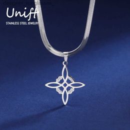 Pendant Necklaces Unift Vintage Witch Knot Pendant Necklace for Women Celtics Wicca Protection Amulet Stainless Steel Witchcraft Jewellery Gift 2023L231218