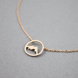 Rose Gold Range Mountain Necklace Women Simple Jewellery Bridesmaid Gift Stainless Steel Choker Circle Pendant Collare Femme 2020283G