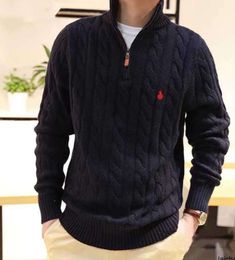 Men's Sweaters Mens Sweater Designer Polo Half Zipper Hoodie Long Sleeve Ralph Knitted Horse Twist High Collar Men Woman Hip Hop Fashion ylrm