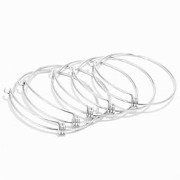 Bangle 2pcs Stainless Steel Adjustable Wire Charm Bracelet 58 63mm For DIY Jewelry Bracelets Making Findings294c